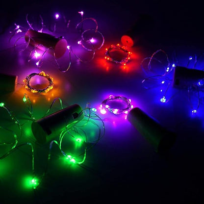 VOOKRY Wine Bottle Lights with Cork 8 Pack 20 LED 24 Built-in+6 Backup Batteries, Battery Operated Fairy Lights Mini Copper Wire Cork Lights for DIY Party Wedding Bar Decoration(8 Colors)