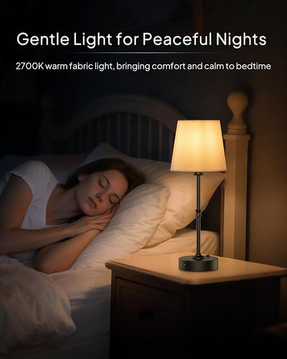 EppieBasic Cordless Table Lamp Rechargeable: Fast Charging & Long Lasting - 2700K Warm Light Small Vintage Brass Bedside Lamps - Dinning Living Room Bedroom - 2 Pack