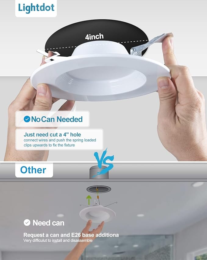 Lightdot 6 Inch Recessed Lighting 12 Pack White, 12W Dimmable LED Downlight 3CCT Selectable (3000K/4000K/5000K), Anti-Glare Slim Canless Ceiling Light
