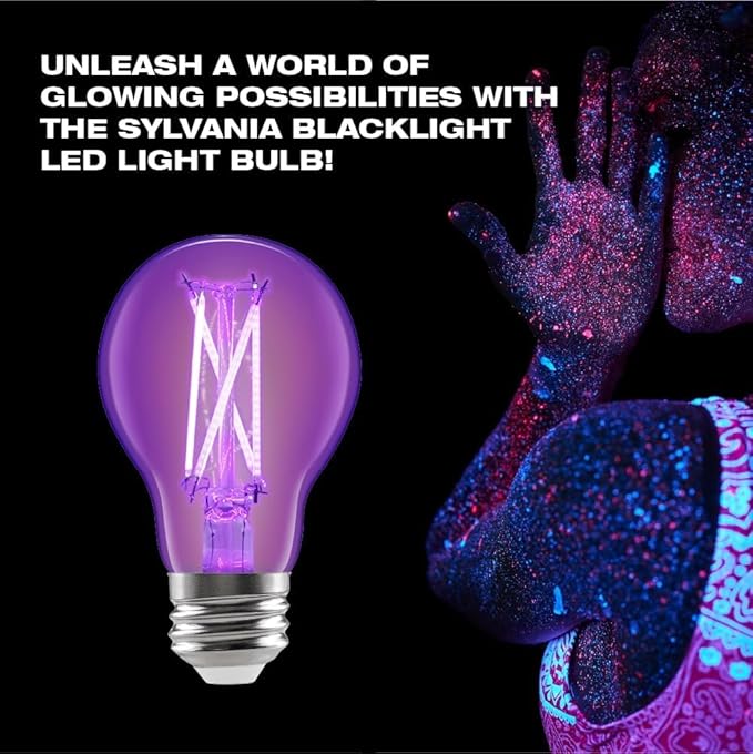 Sylvania Black Light LED Light Bulb, 7W, A19, Medium Base, Clear - 1 Pack (42560)