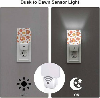 LED Night Light Plug into Wall with Dusk to Dawn Light Sensor White Energy Efficient Pumpkin Turkey Pie Pastel Color Nightlight for Bedroom Bathroom Hallway Living Room Kitchen