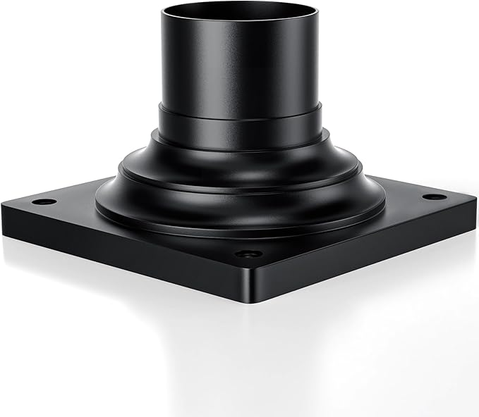 Outdoor Post Light Mounting Base 2 Packs, Matte Black Finish Traditional Base Mount, Waterproof Anti-Rust Cast Aluminum Pier Mount Base, 6" L x 6" W x 4.5" H