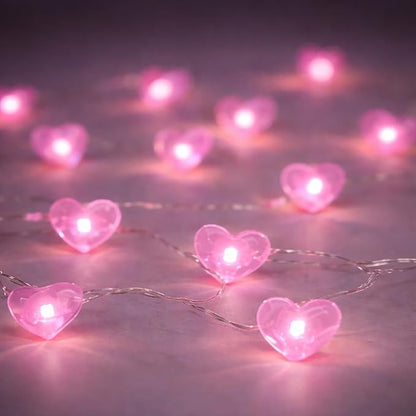 BOHON Valentine Day Decorations, 13 ft 40 LEDs Pink Heart Lights String, Fairy String Lights Battery Operated, Valentine Decor for The Home Indoor Garland Party Galentines Day Decorations Pink