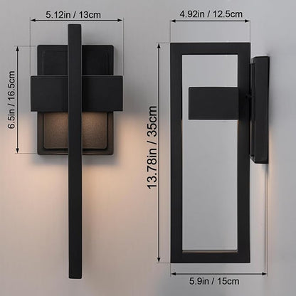 Modern Outdoor Wall Light, 15W LED Exterior Lighting Fixture, 3000K Warm White Matte Black Wall Sconce for Front Door, Porch, Garage and Patio