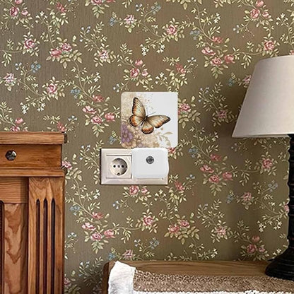 Butterflies Night Light Water Butterflies Fluttering Among The Flowers Plug into Wall with Dusk to Dawn Light Sensors 0.5W Warm Nightlights for Bedroom Bathroom Hallway