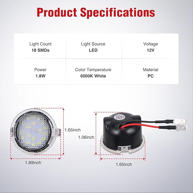 Nilight 2PCS LED Side Mirror Puddle Lights Compatible with Ford F-150 Explorer Edge Fusion Expedition Taurus X Ranger Flex Mustang Lincoln Navigator MKX Mercury Sable (2003-2024),6000K White