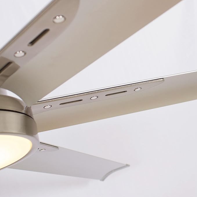 65-Inch DC Motor Ceiling Fan with LED Light, 6 Aluminum Blades, Remote Control, Sand Nickel Finish, 2700K Warm White, Energy Efficient Indoor Ceiling Fan for Living Room & Bedroom