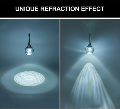 CHYING Pendant Lights Kitchen Island Chrome Modern LED Pendant Light Globe Jellyfish Pendant Lighting Mini Crystal Hanging Light for Dining Room Bathroom Bedroom Bar 6000K Cool White
