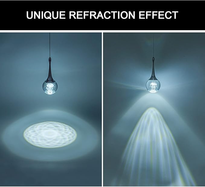 CHYING 3 Pack Mini Modern LED Pendant Lights Kitchen Island, Chrome 5W Crystal Globe Jellyfish Pendant Lighting for Dining Room Bathroom Bedroom Entry Foyer Bar, 6000K Cool White