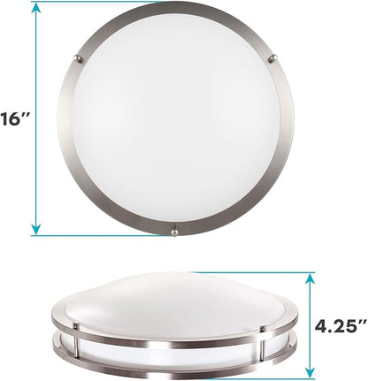 LUXRITE 16 Inch LED Flush Mount Ceiling Light, CCT Color Temperature Selectable 2700K | 3000K | 3500K | 4000K | 5000K, Dimmable Ceiling Light Fixture, 24W, 1960 Lumens, Energy Star, ETL Listed