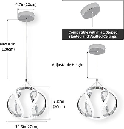 CANEOE Modern Led Pendant Light, 5500K Creative Led Kitchen Island Pendant Lights Fixtures, Adjustable Height Integrated LED Hanging Lamp for Living Room Bedroom Kitchen Cafe,1 Pack