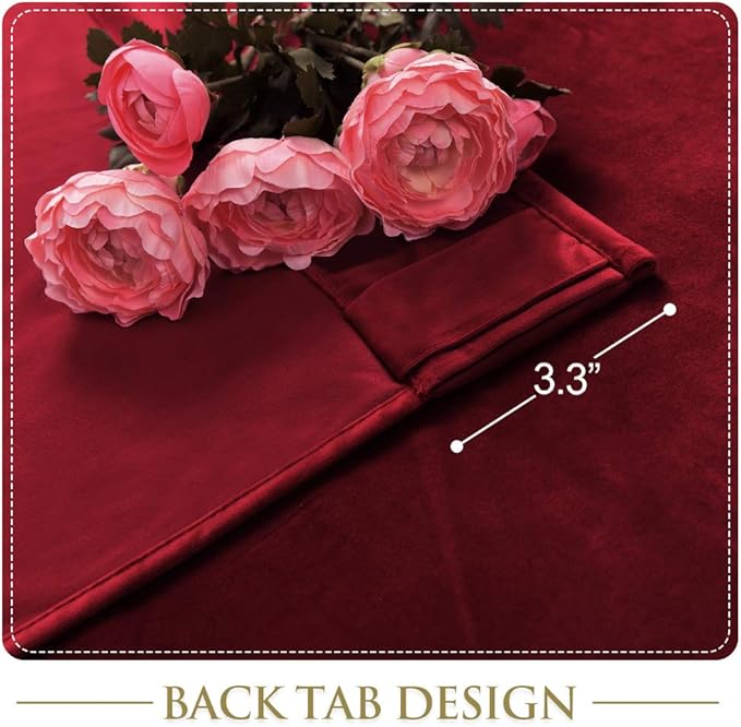 StangH Red Movie Room Curtains, 96 Inches Long Blackout Velvet Curtains, Luxury Draped Look Window Panels Christmas Decor with Back Tab for Theater/Store, W72 x L96 inches, 1 Panels