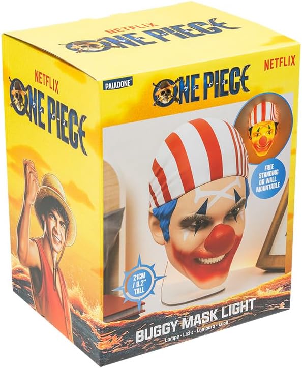 Buggy Mask Light, Wall Mountable or Freestanding LED Lamp, Officially Licensed One Piece Merchandise for Bedrooms, Man Caves, Home and Collectors | Paladone