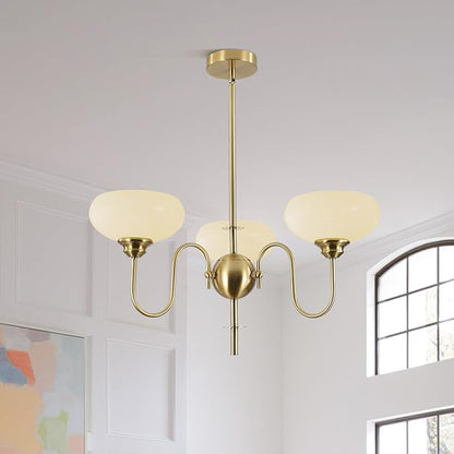 BOKT Gold and White French Chandelier Modern 3 Light Dining Room Chandelier Over Table Vintage Foyer Chandeliers Adjustable