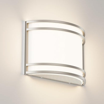 15W LED Indoor Wall Sconce, 3000K/4000K/5000K Color Temperature, Dimmable Modern Indoor Wall Mount Half Cylinder Light Fixture for Hallway Bedroom, Brushed Nickel
