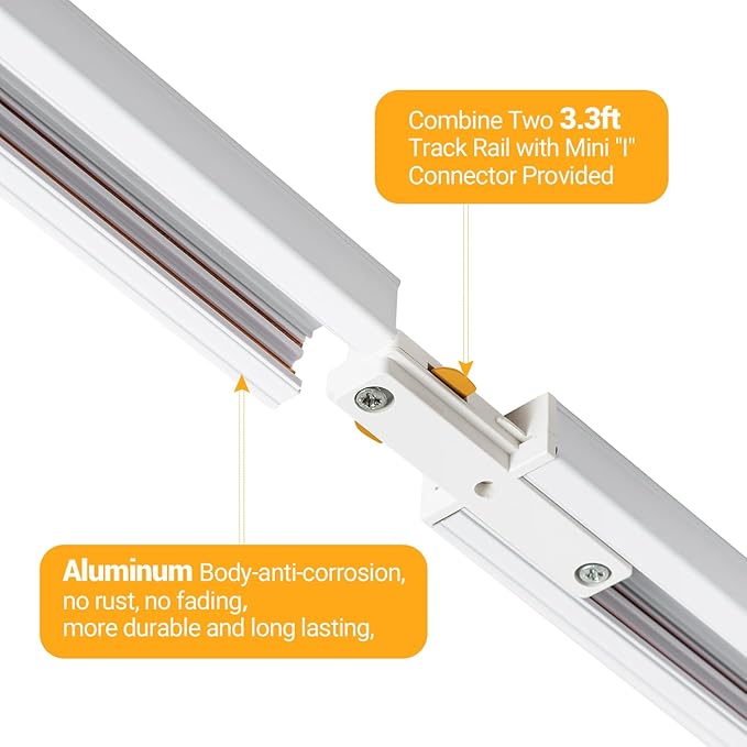 VANoopee 8-Light LED Track Lighting Kit with 6.6FT H Type Track Rails, Dimmable Track Light Heads Bright Ceiling Spotlight Fixture for Kitchen Accent Art, 3000K Warm White, No Flicker 10W 800lm White