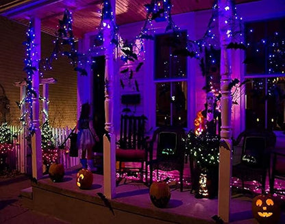 kemooie 500 LED Purple Christmas Lights, 164 FT 8 Lighting Mode Plug in Waterproof Christmas Lights Outdoor, for Birthday Christmas Wedding Party Garden Balcony Decor (Purple)