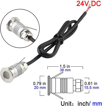 LED Mini In-Ground Starlight, 1W 24V DC Low Voltage Recessed Well Light, IP67 Waterproof, Buried Underground Marker Outdoor Landscape Lighting,Warm White 3000K (24V DC, 10 Pack)