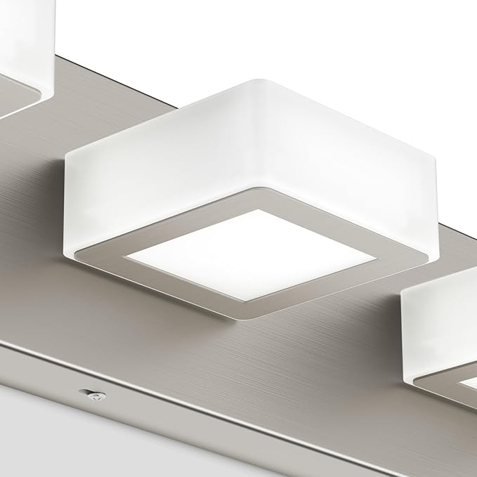 Ralbay 52inch Brushed Nickel Vanity Lights 8 Lights Dimmable 5 Color Temperature Acrylic Modern LED Bathroom Vanity Lighting Fixtures Brushed Nickel