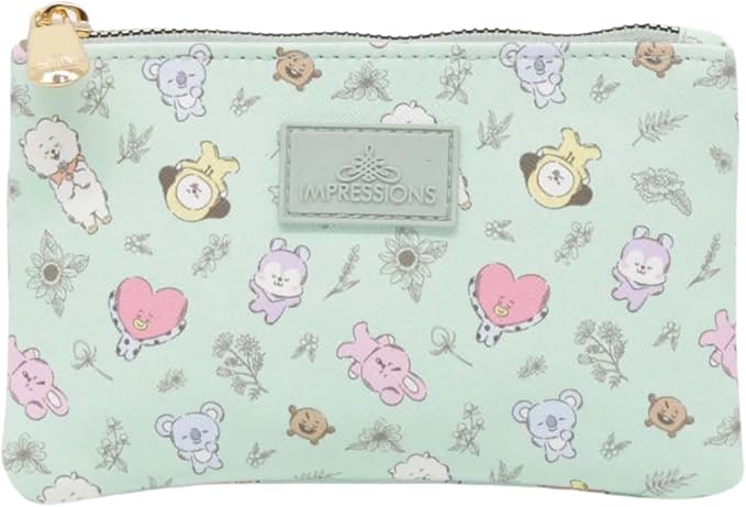 Impressions Vanity BT21 3-PC. Makeup Bag Set with Large, Medium, and Small Pouches, Makeup Organization with Inner Slip Pocket, Clear PVC Material, Travel Cosmetic Bag for Women's Daily Essentials
