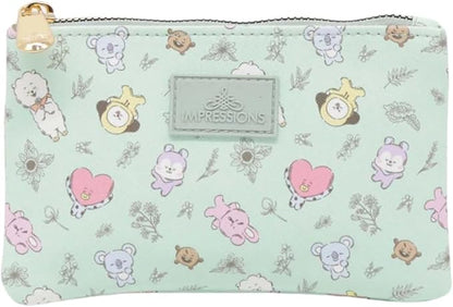 Impressions Vanity BT21 3-PC. Makeup Bag Set with Large, Medium, and Small Pouches, Makeup Organization with Inner Slip Pocket, Clear PVC Material, Travel Cosmetic Bag for Women's Daily Essentials