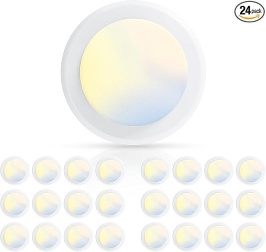 ECOELER 5/6 Inch LED Disc Lights, Dimmable Flush Mount Ceiling Downlight, 16.5W, 1000Lm, 5CCT Selectable(2700K-6000K), Surface Mount Ceiling Lighting for Closet, Office, Garage, ETL, 24 Pack
