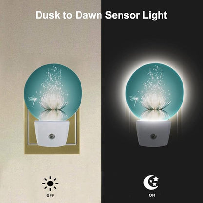 EKOBLA Lotus Plug-in Night Light, Water Lily & Dragonfly Floral LED Nightlight with Dusk to Dawn Sensor, 0.5W Sleep Friendly