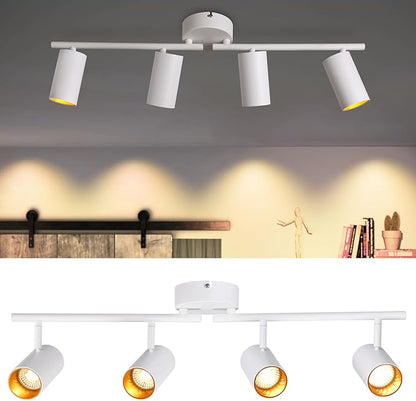 LEONLITE 36W LED Track Lighting Fixtures Ceiling Dimmable, 4 Light Directional Track Fixture Flush Mount, CRI90, 2800lm, Spotlight Ceiling Light Indoor, Aluminum, Anti-Glare, 3000K Warm White, White