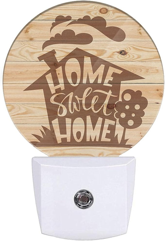 Novelty Night Light Home Sweet Home Wooden Night Lights Plug into Wall for Boys Girls, Plug-in Nightlight 0.5W LED Lighting for Stairway Hallway Bedroom