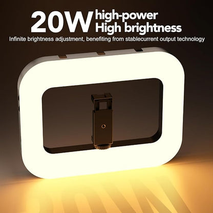 Smartphone Ring Selfie Light Kit Handheld LED Mobile Video Stabilizer Fill Lighting Rig Lights Built-in 8000mAh Battery Rechargeable for Phone Camera, YouTube, TIK tok Video Recording, Make up