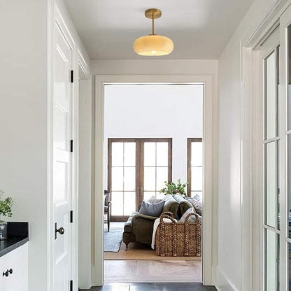 mid Century Ceiling Light Milk Glass Ceiling Light fixtures Glassshade Gold Modern Semi Flush Mount Ceiling Light, Globe Glass Ceiling Lamp Hallway Dining Room Kitchen