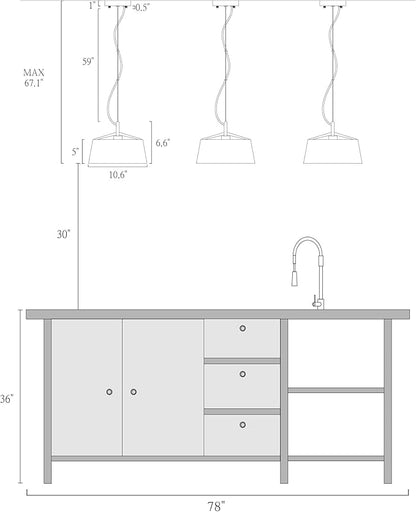 KSANA Pendant Light Fixtures, Modern Pendant Hanging Lights Black and Gold Farmhouse Pendant Light for Kitchen Island, Dining Room, Hallway, Entryway