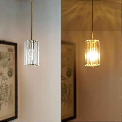 3 Pack Gold Modern Crystal Pendant Lights Hanging Light Fixtures, Gold Kitchen Island Pendant Lighting Fixtures Adjustable Modern Crystal Pendant Lights for Island Dining Room Hallway Bedroom