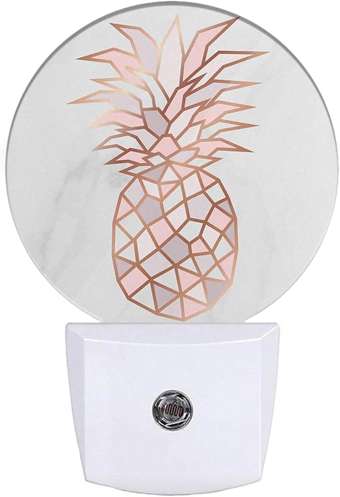 EKOBLA Pink Pineapple Plug-in Night Light, Fruit & Gray Marble LED Nightlight with Auto Sensor for Bedroom & Bathroom