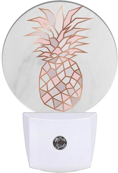 EKOBLA Pink Pineapple Plug-in Night Light, Fruit & Gray Marble LED Nightlight with Auto Sensor for Bedroom & Bathroom