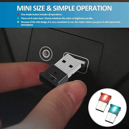 AOZITA Mini USB LED RGB Light Brightness Adjustable 8 Color Changeable for Car, Laptop, Keyboard. Atmosphere Smart Night Lamp for Home Decoration (DC : 5V) (Quantity: 2)