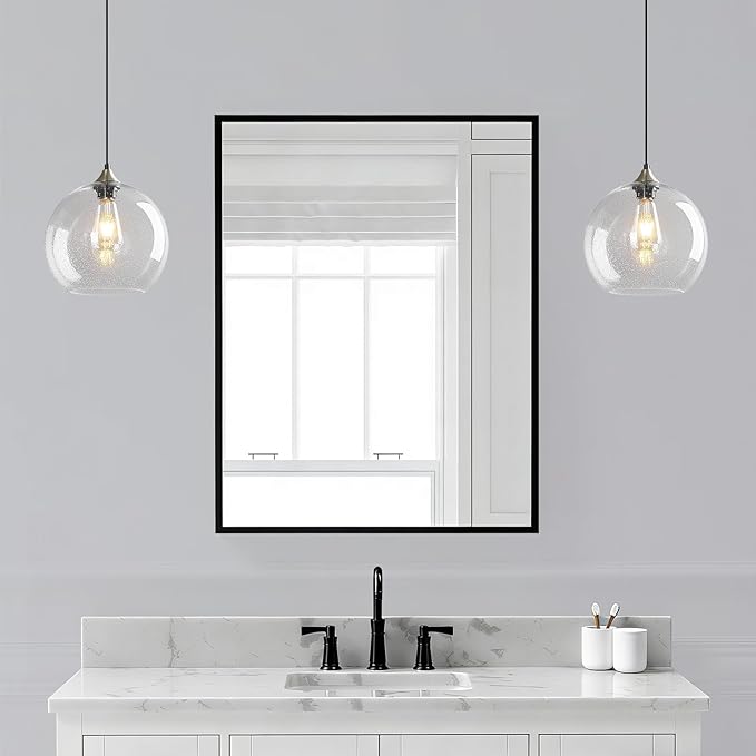 Modern 2-Pack Glass Globe Pendant Lights, Clear Modern Pendant Lighting for Kitchen Island, Clear Glass Hanging Lamps for Dining Room Living Room Bedroom, Medium 7.87 Inch Fixture (Bulbs Not Included)
