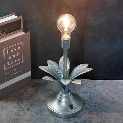 JHY DESIGN Battery Operated Lamp 13''H Vintage Decorative Cordless Lamp with LED Bulb Small Table Lamp for Bedroom Living Room Bedroom Kitchen Wedding Patio Home Decor (Antique Silver)