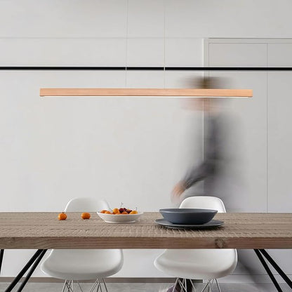 Wooden Linear Pendant Light 47" LED Pendant Light Dimmable Pool Table Island Lights Modern Linear Chandeliers for Dining Room Kitchen Ceiling Pendant Lamp for Dining Room Billiard Room Natural