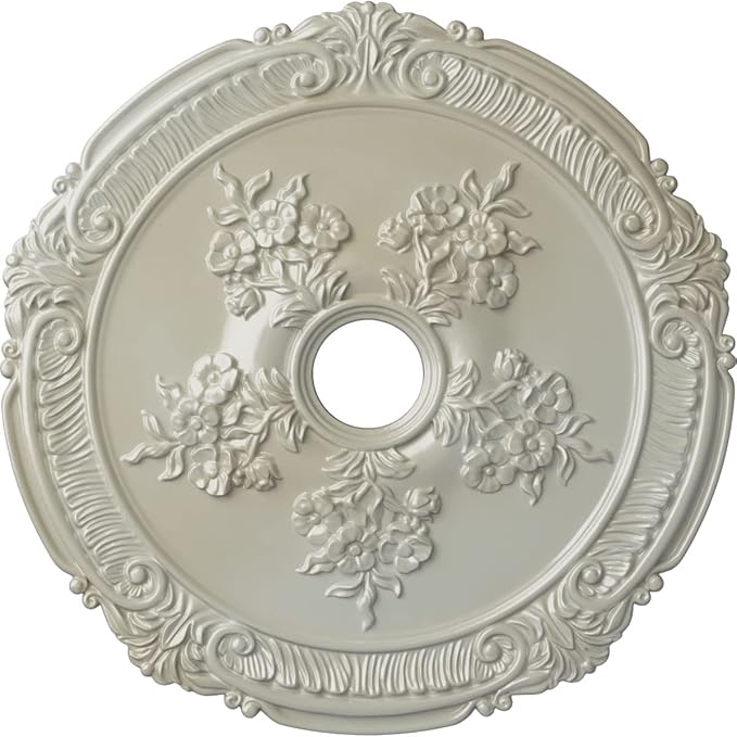 Ekena Millwork CM26ATFBS - 26"OD x 3 3/4"ID x 1 1/2"P Attica with Rose Ceiling Medallion (Fits Canopies up to 4 1/2") - Ceiling Medallion, Flash Blue