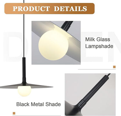 KCO Lighting Black Farmhouse Dome Pendant Light Retro Industrial Barn Pendant Lighting Modern Glass Globe Hanging Lamp Ceiling Light Kitchen Island Pendant Light Fixture (Black)