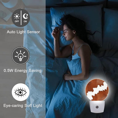 Brown Cowhide Leopard Night Light Plug Into Wall Auto Led Sleep Round Lamp for Living Room Hallway Stairs