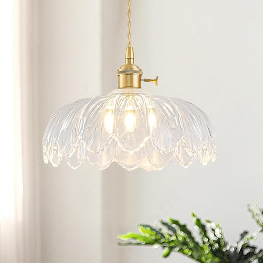 2 Pack Plug in Pendant Light Fixtures, Hanging Light Fixture Glass Pendant Light, Vintage Transparent Hanging Lamp, Pendant Lighting for Kitchen Island, Bedroom, Dining Room, Living Room