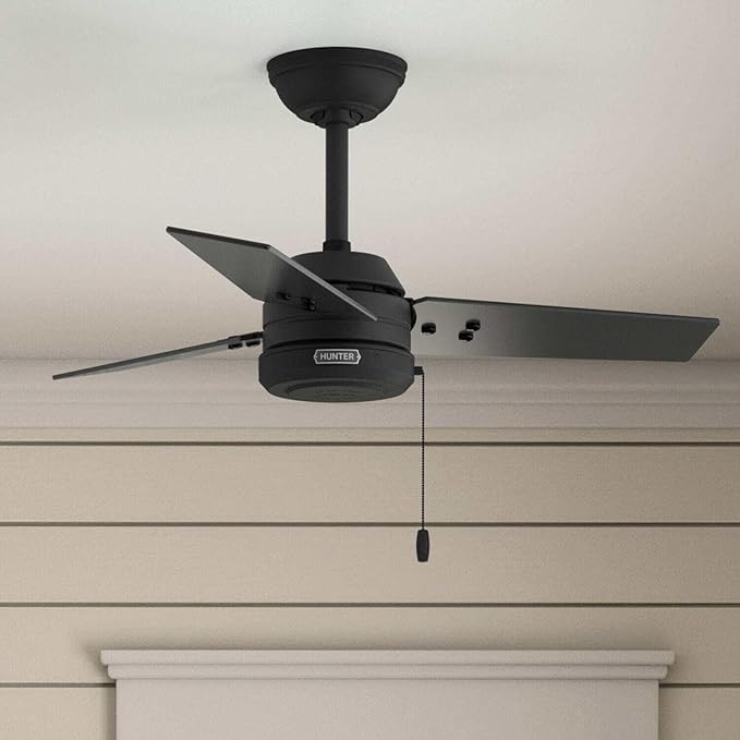 Hunter Cassius - Outdoor or Indoor Ceiling Fan No Light (Matte Black, 36 inch)