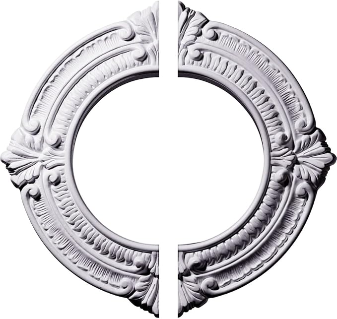 Ekena Millwork CM11BN2 11 1/8"OD x 6 1/8"ID x 5/8"P Benson Ceiling Medallion, Fits Canopies up to 6-1/8", 2 Piece