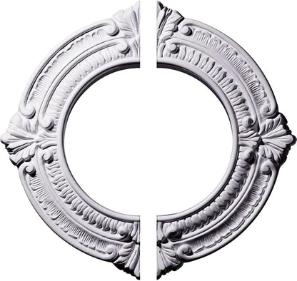Ekena Millwork CM11BN2 11 1/8"OD x 6 1/8"ID x 5/8"P Benson Ceiling Medallion, Fits Canopies up to 6-1/8", 2 Piece