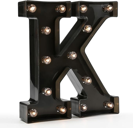 OYCBUZO Light Up Black Alphabet Marquee Letters Sign LED Marquee Number Lights Sign for Night Light Home Bar Christmas Lamp Birthday Party Wedding Decoration K
