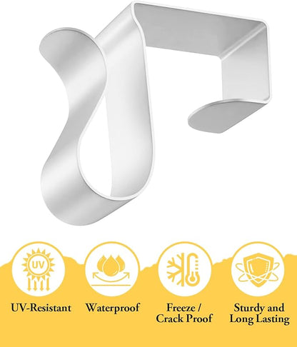 Gutter Clips for Hanging Outdoor Lights: 50Pcs Metal White Weatherproof Christmas Light Clips for Outside String Lights Xmas Halloween Seasonal Rope Mini Decoration Lights