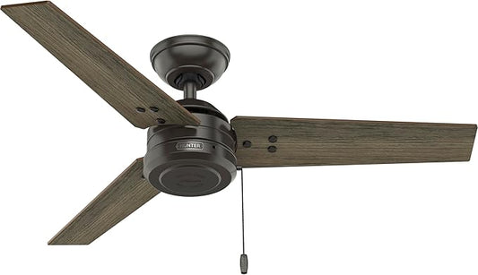 Hunter 44 inch Indoor/Outdoor Ceiling Fan, Cassius Noble Bronze Ceiling Fan, 3 Speed WhisperWind Motor, 50446, for Patios, Bedrooms, or Living Rooms