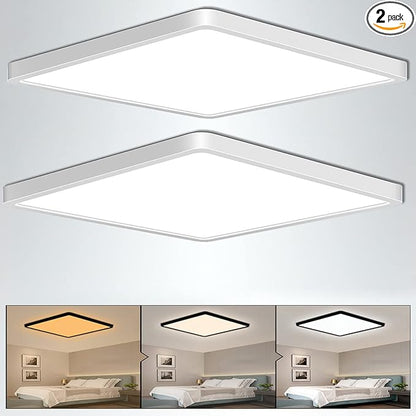 Flush Mount Ceiling Light 2 Pack, Color Temperature Switchable 36W Square Ceiling Mount Light Fixture (White, 12 inches)